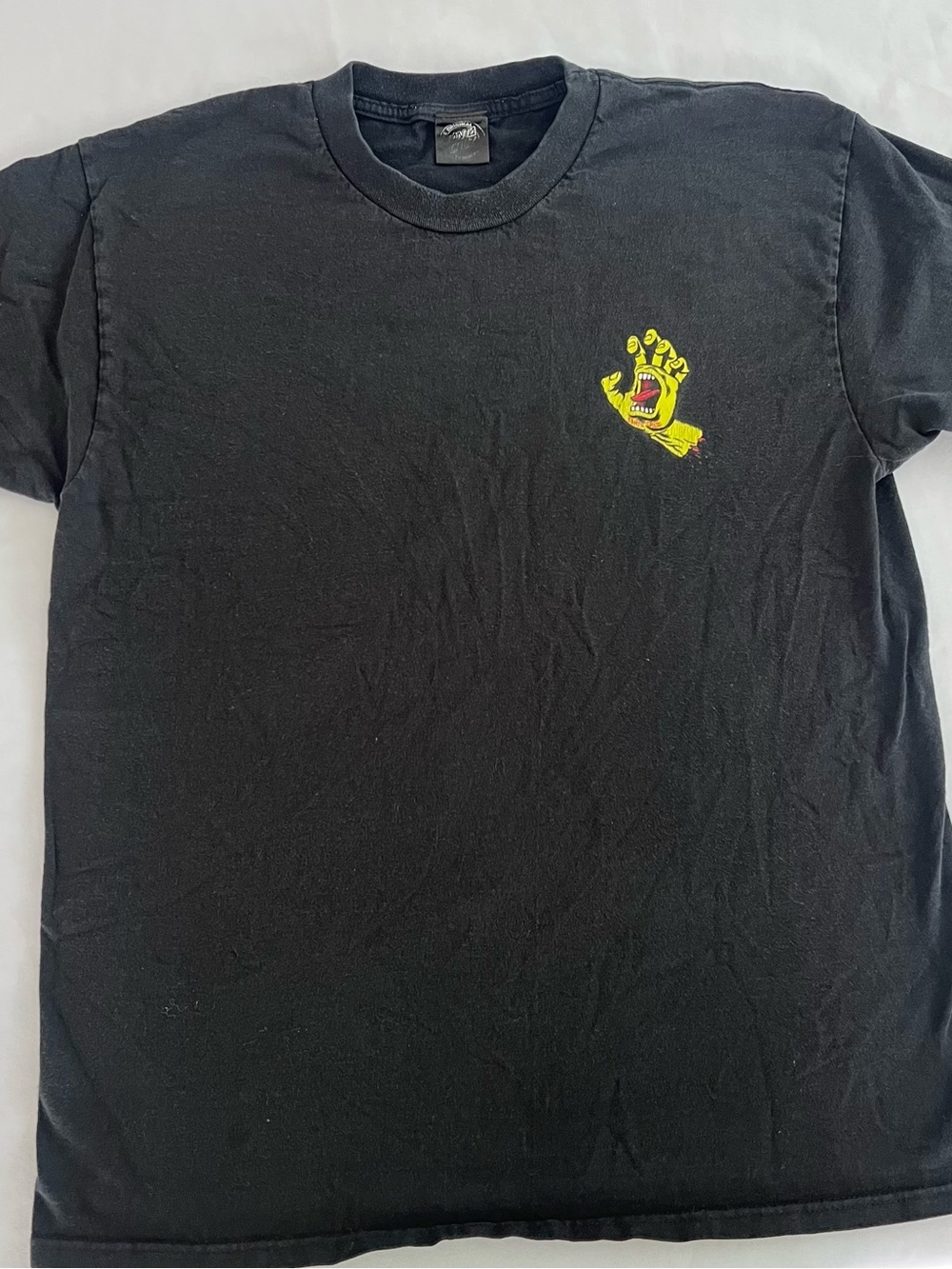 Santa Cruz Black Graphic Tee with Yellow Hand Design